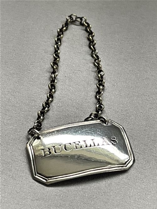 A Rare Georgian Silver Bucellas Wine Label