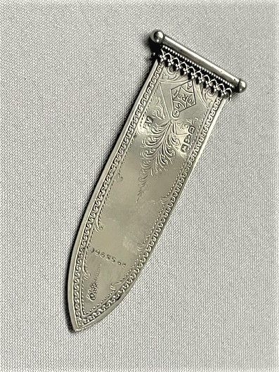 fig 1. A rare 'pointing finger' Victorian Chester silver bookmark