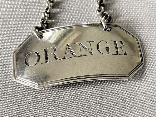 fig 1. A lovely Georgian silver 'Orange' decanter label