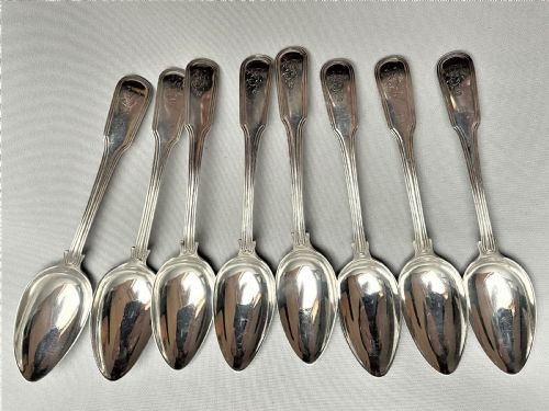 fig 1. A set of 8 18th Century silver Fiddle & Thread pattern teaspoons