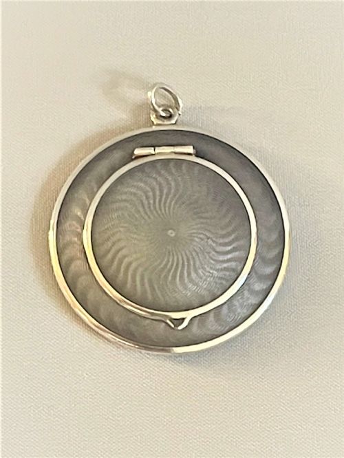 fig 1. A superb silver & enamel pendant compact
