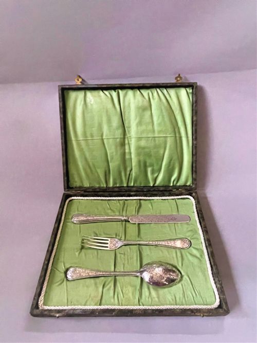 A Lovely Mid Victorian Silver Christening Set