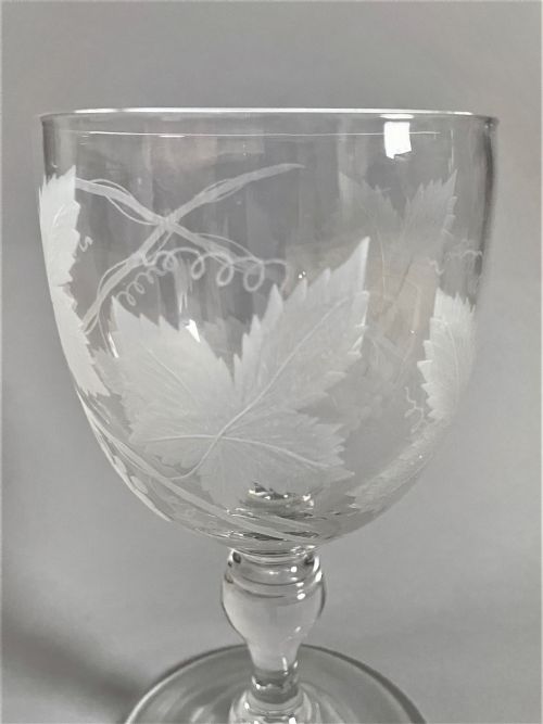 fig 1. A superb Victorian fruiting vine etched wine goblet