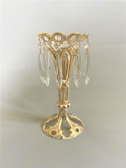 A Superb Bohemian Cut & Gilded Lustre Vase