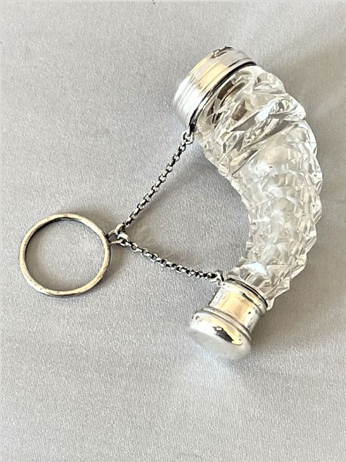 A Superb Victorian Silver Mounted Cornucopia Scent Bottle