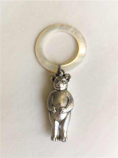 fig 1. A lovely silver Teddy Bear rattle