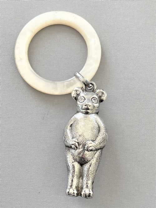 A Lovely Silver Teddy Bear Rattle