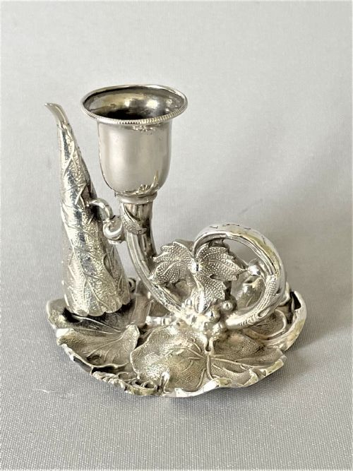 A Superb Small Victorian Silver Naturalistic Chamber Stick