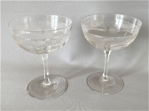 An Elegant Pair of Victorian Cut Glass Champagne Coupes