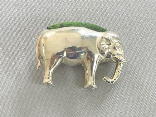 fig 1. An Edwardian silver elephant pin cushion