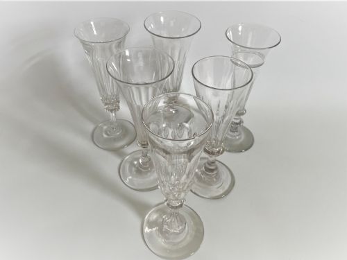 fig 1. A gorgeous harlequin set of Victorian champagne flutes