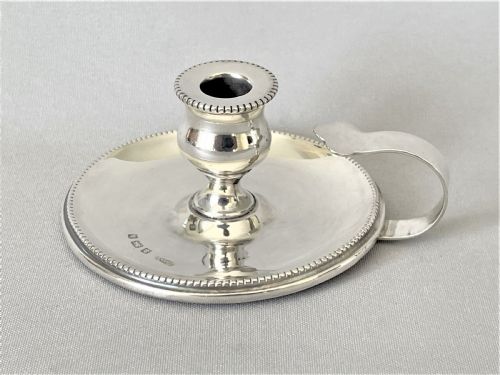 A Charming Edwardian Arts & Crafts Silver Chamber Stick