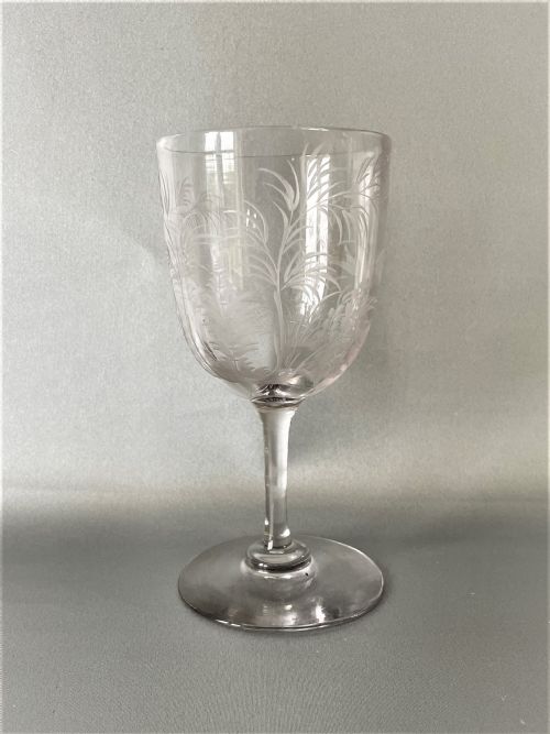 A Gorgeous Victorian Fish Engraved Wine Goblet