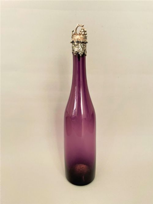 A Gorgeous Victorian Silver Plated & Amethyst Glass Wine Bottle
