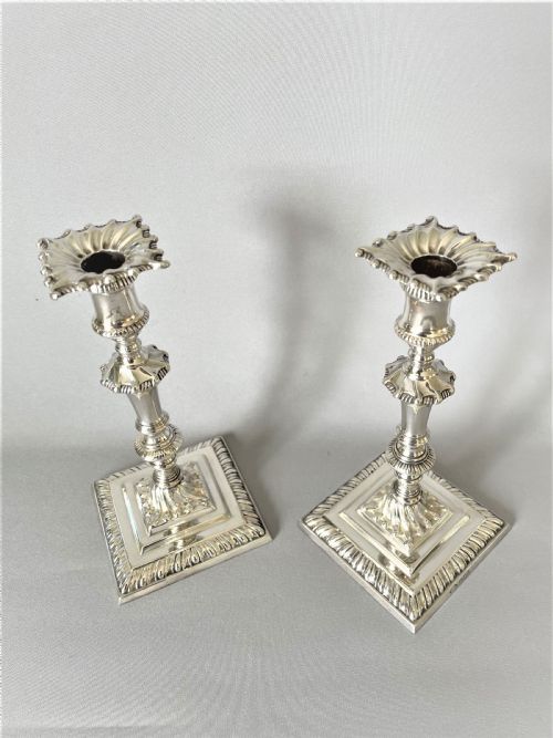 fig 1. A superb pair of Edwardian silver candlesticks