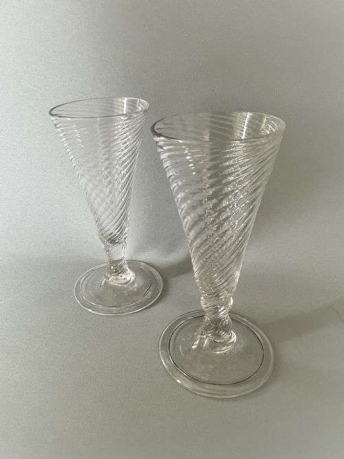 A Lovely Pair of 18th Century Dwarf Ale Glasses
