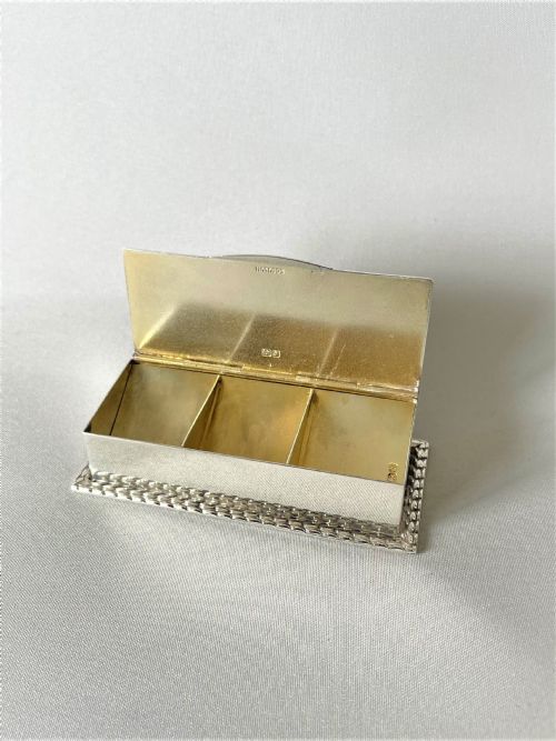 A Harrods, Chester Silver Triple Stamp Box