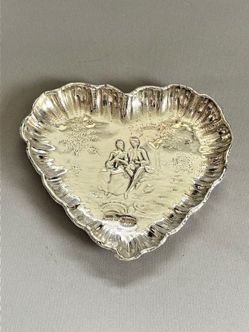 fig 1. A Victorian Heart Shaped Silver Trinket Dish