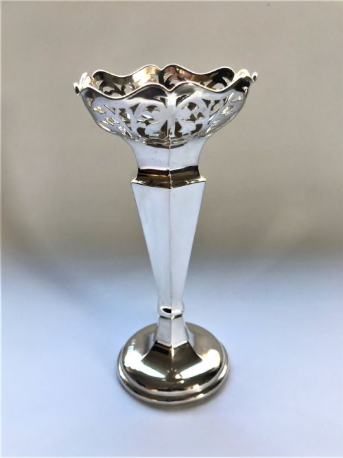 A Beautiful Pierced Silver Stem Vase