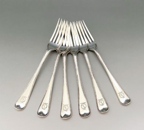 fig 2. A wonderful 12 piece Victorian silver dessert in bead pattern
