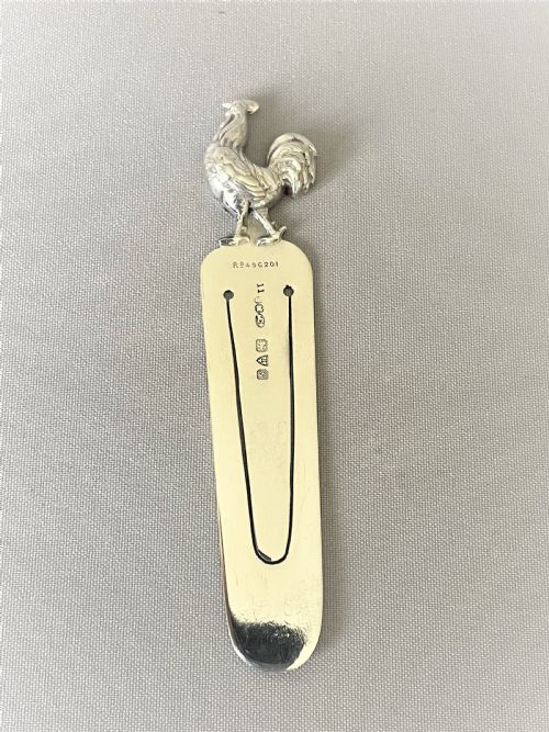 An Edwardian Silver Rooster Bookmark by Sampson Morden