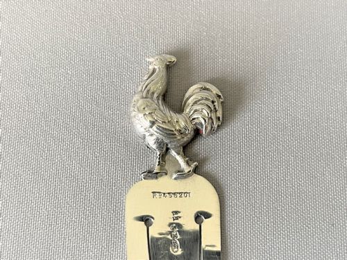 fig 1. An Edwardian silver rooster bookmark by Sampson Morden