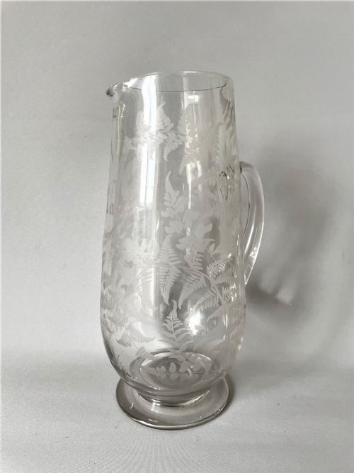 A Lovely Victorian Fern Etched Water Jug