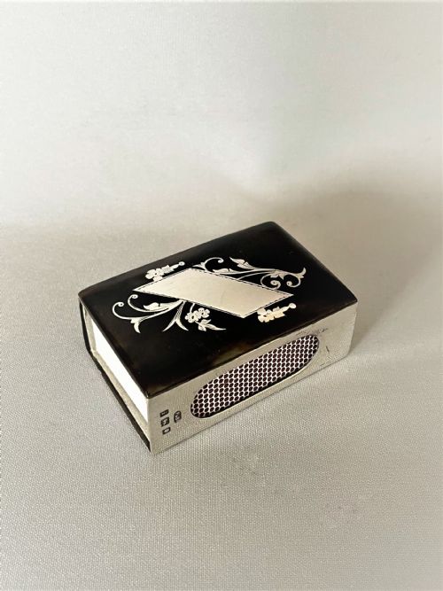 A Superb Silver & Tortoiseshell Match Box Holder