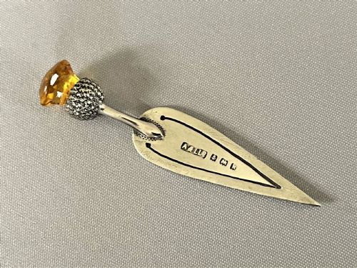 A Most Unusual Thistle Trowel Edwardian Silver Bookmark