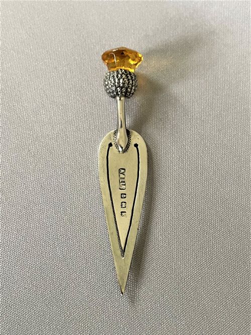 fig 1. A most unusual thistle trowel Edwardian silver bookmark