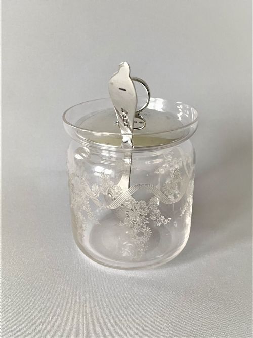 fig 1. A lovely silver lidded preserve jar and spoon