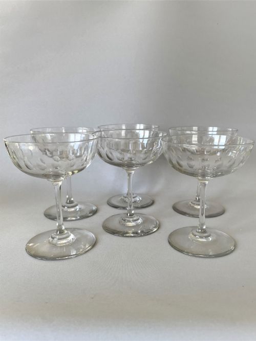 fig 1. A set of 6 Victorian cut glass champagne bowls