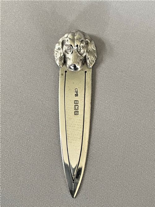 A Rare Edwardian 'Spaniel' Silver Bookmark