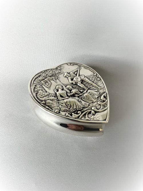 A Fabulous Victorian Heart Shaped Silver Gilt Trinket Box