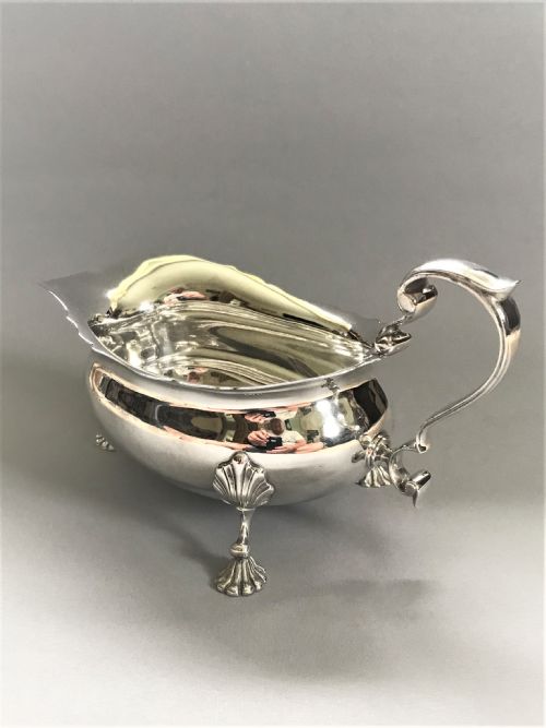 fig 1. A handsome and large silver gravy boat