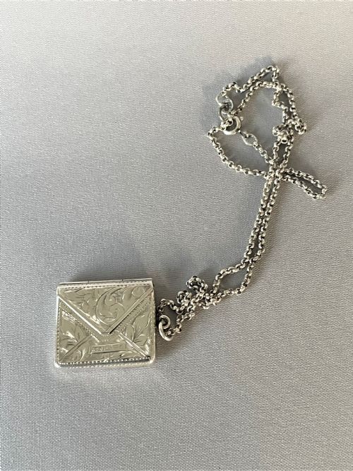 A Chester Silver Silver Stamp Envelope & Chain