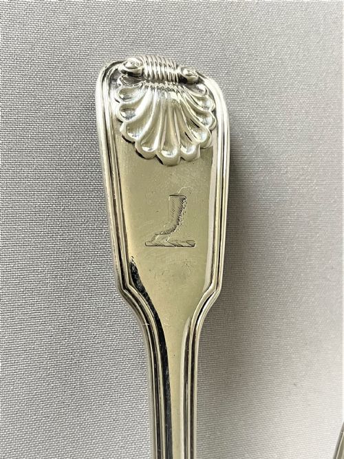 fig 1. A handsome pair of Georgian silver fiddle, thread & shell table spoons
