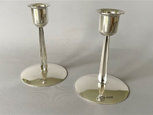 A Stylish Pair of Third Height Silver Candlesticks