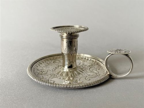 fig 1. A superb George III silver chamber stick