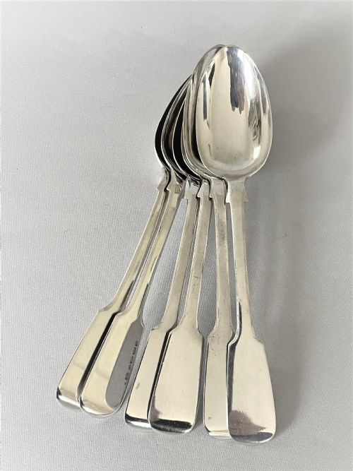 A Set of 6 Large Exeter Silver Rat-tail Teaspoons