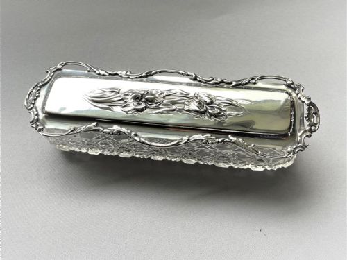 fig 1. A Fabulous Iris Embossed Silver Topped Trinket Box