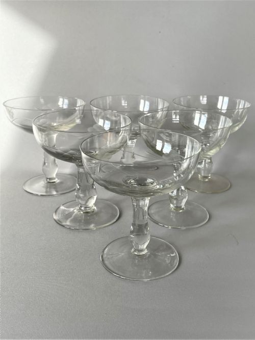 A Set of Six Vintage Etched Champagne Coupes
