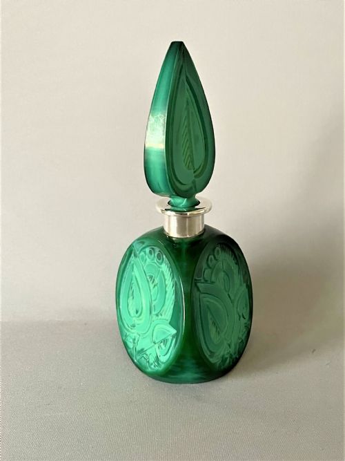 fig 1. A gorgeous silver mounted Art Deco malachite scent bottle