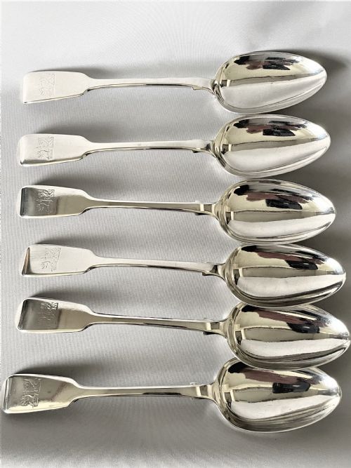fig 1. A set of 6 Elizabeth Eaton Victorian silver table spoons