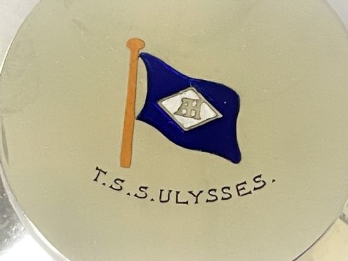 fig 2. A rare silver & enamel T S S Ulysses inkwell