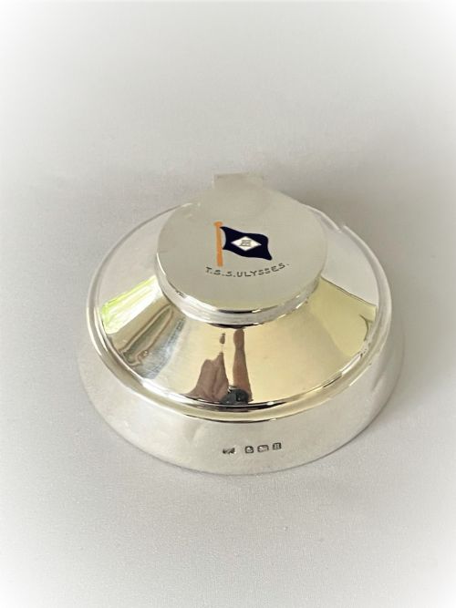 A Rare Silver & Enamel  T S S Ulysses Inkwell