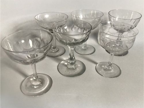 A Harlequin Set of 6 Victorian Champagne Bowls