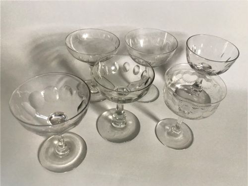fig 3. A Harlequin Set Of 6 Victorian Champagne Bowls
