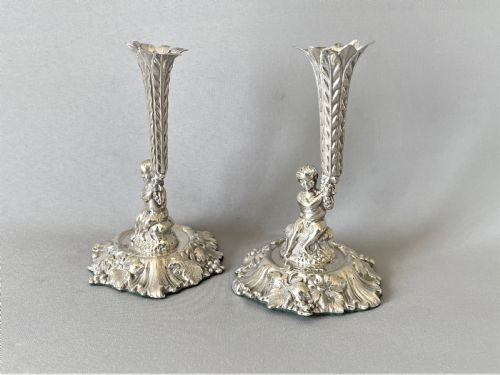 A Stunning Pair of Victorian Silver Posy Vases