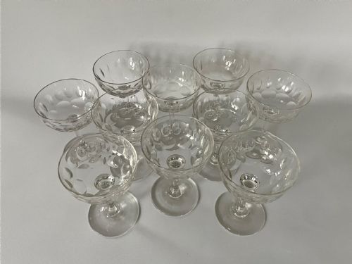fig 1. A rare set of 10 Victorian cut glass champagne coupes